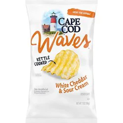 Cape Cod White Cheddar & Sour Cream Wavy Kettle Cooked Potato Chips - 7 Oz
