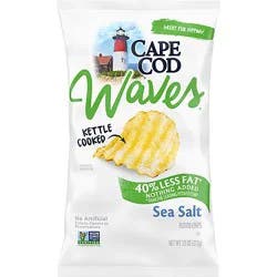 Cape Cod Less Fat Sea Salt Waves Kettle Cooked Potato Chips - 7.5 Oz