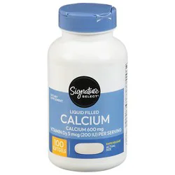 Signature Select/care Calcium Liquid Filled 600mg Vitamin D3 5mcg Dietary Supplement Softgel - 100 Count