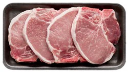 Meat Service Counter Pork Loin Rib Chop Thin Bone In - 1 Lb