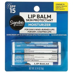 Signature Select/care Lip Balm Moisturizer Skin Protectant With Suncreen Spf 15 - 2-0.15 Oz