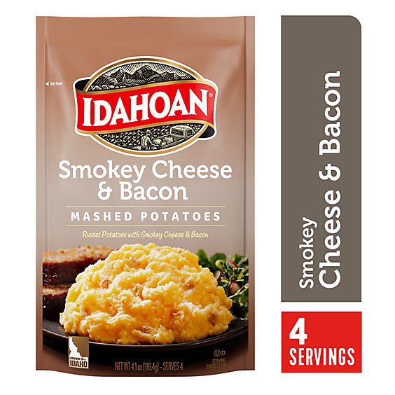 slide 1 of 11, Idahoan Smokey Cheese & Bacon Mashed Potatoes Pouch - 4 Oz, 4 oz