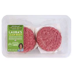 Lauras Beef Ground Beef Patties 92% Lean 8% Fat 4 Count - 16 Oz
