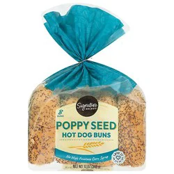 Signature Select Buns Hot Dog Poppy Seed - 12 Oz