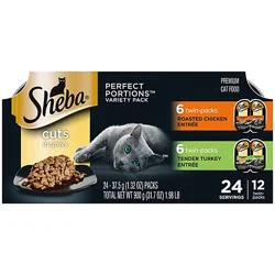 Sheba Perfect Portions Chicken & Turkey Adult Wet Cat Food Cuts In Gravy Variety Pack 12-2.6 Oz