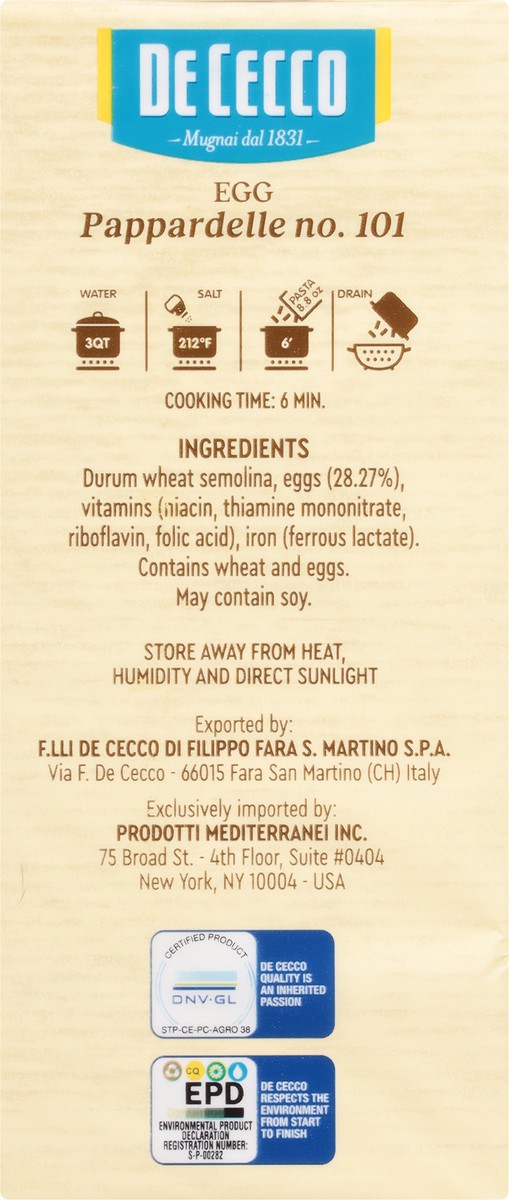 slide 5 of 13, De Cecco Pasta Pappardelle Egg - 8.8 Oz, 8.8 oz