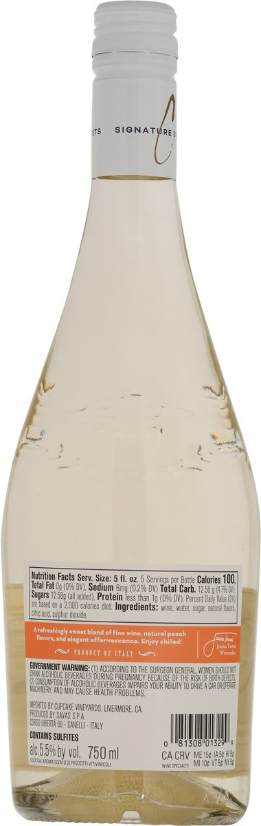 slide 6 of 9, Cupcake Signature Sweets Peach Wine 25.4 fl oz, 25.4 fl oz