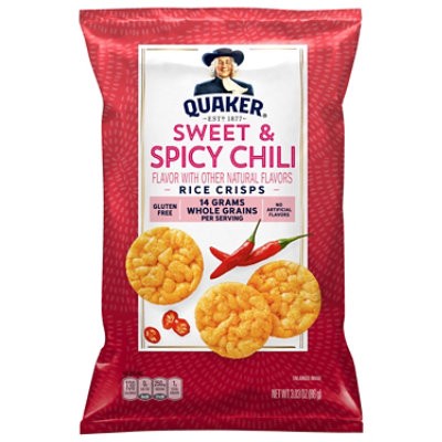 slide 1 of 1, Quaker Popped Rice Crisps Gluten Free Sweet & Spicy Chili - 3.03 Oz, 3 oz