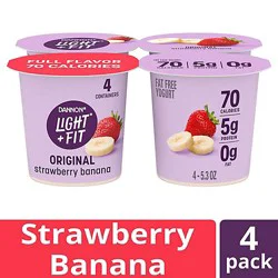 Light + Fit Strawberry Banana Nonfat Gluten Free Yogurt - 4-5.3 Oz