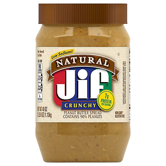 slide 1 of 4, Jif Natural Crunchy Peanut Buter - 40 Oz, 40 oz