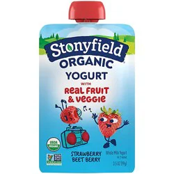 Stonyfield Organic Kids Strawberry Beet Berry Whole Milk Yogurt Pouch - 3.5 Oz