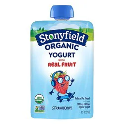 Stonyfield Organic Kids Reduced Fat Yogurt Pouch, Strawberry - 3.5 Oz