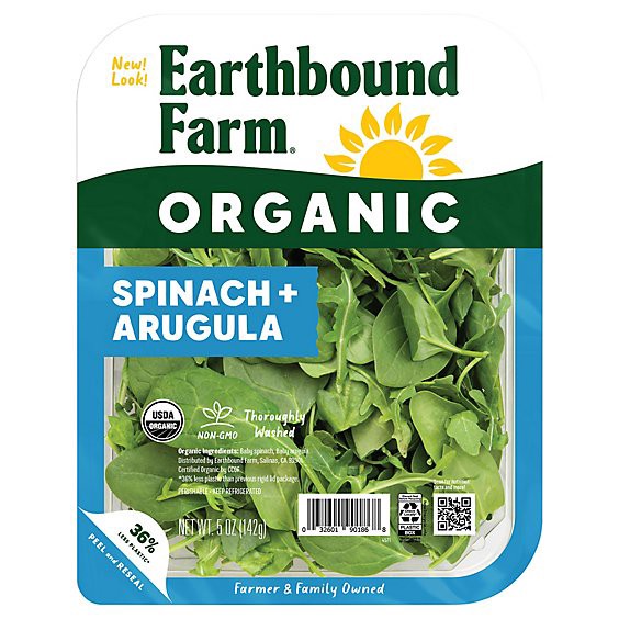 slide 1 of 1, Earthbound Farm Organic Spinach + Arugula Tray - 5 Oz, 5 oz