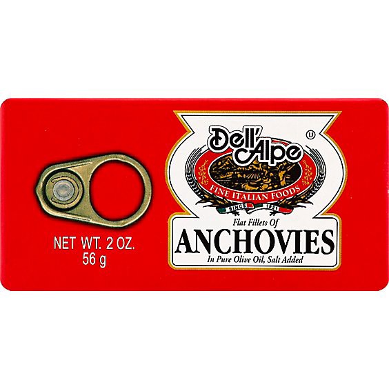 slide 1 of 1, Dell Alpe Flat Anchovies - 2 Oz, 2 oz