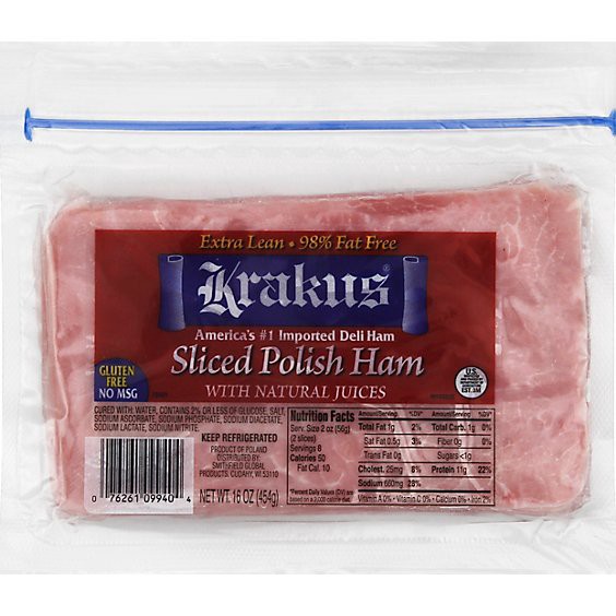 slide 1 of 1, Krakus Sliced Polish Ham - 16 Oz, 16 oz