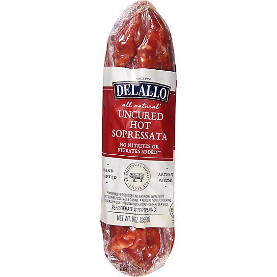 slide 1 of 1, Delallo Hot Sopressata - 9 Oz, 9 oz