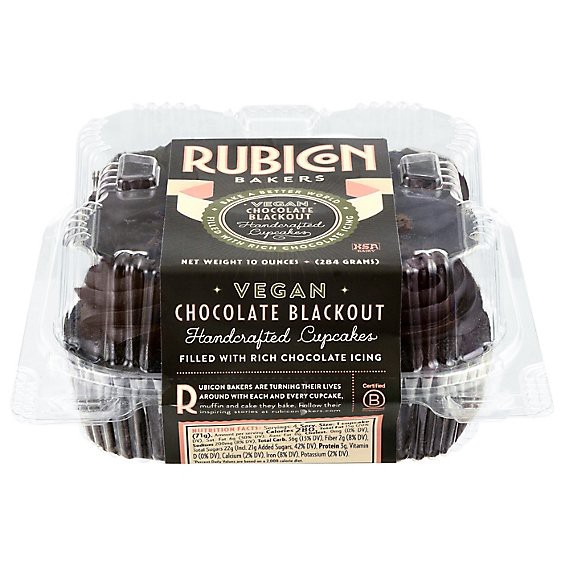 slide 1 of 1, Rubicon Bakers Vegan Blackout Cupcake 4 Pack - Each, 10.00 oz