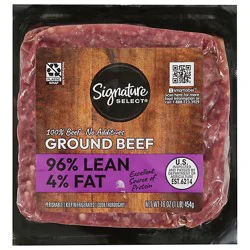 Signature Select Meat Counter 96% Lean 4% Fat Brick Beef Ground Beef - 1 Lb