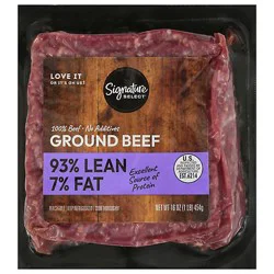 Signature Farms Ground Beef 93% Lean 7% Fat Prepacked - 1 Lb