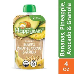 Happy Baby Organics Stage 2 Meals Bananas Pineapple Avocado Granola Pouch - 4 Oz