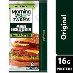 Morningstar Farms Veggie Burgers Grillers Original Vegetarian Meat - 8 - 18 Oz