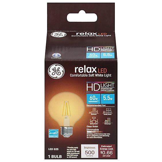 slide 1 of 1, Ge 60w Eq Hd Relax G25 1ct Clear - Each, 1 ct