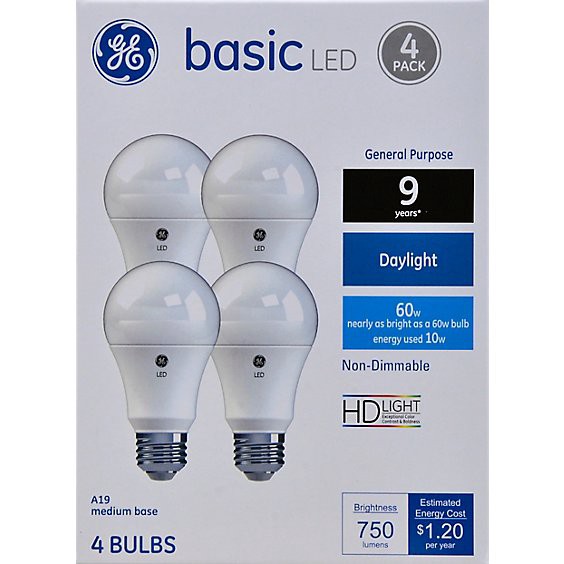 slide 1 of 1, Ge 60w Eq Basic Day - 4 Count, 4 ct