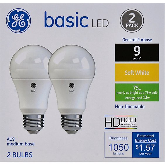 slide 1 of 1, Ge 75w Eq Basic Soft White - 2 Count, 2 ct