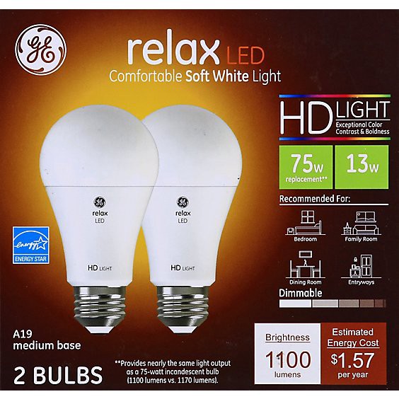 slide 1 of 1, Ge 75w Eq Hd Relax - 2 Count, 2 ct