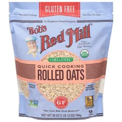 Bobs Red Mill Rolled Oats Gluten Free Organic Quick Cooking - 28 Oz