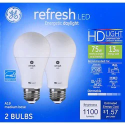 Ge Light Bulbs Led Hd Light Daylight Refresh 75 Watts A21 Box - 2 Count