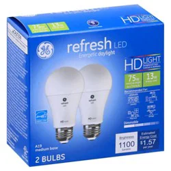 Ge Light Bulbs Led Hd Light Daylight Refresh 75 Watts A21 Box - 2 Count