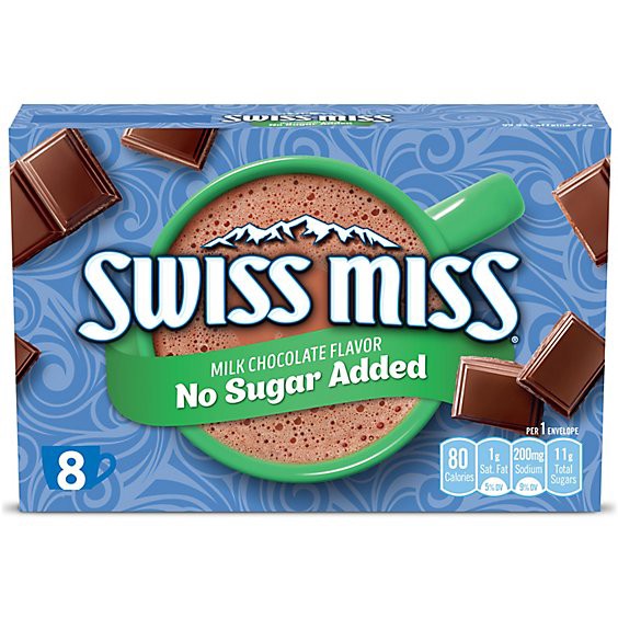 slide 1 of 5, Swiss Miss No Sugar Added Milk Chocolate Flavored Hot Cocoa Mix - 8-.73 Oz, 5.84 oz