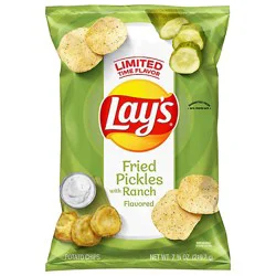 Lays Fried Pickles With Ranch Potato Chips 7.75 Ounce Plastic Bag - 7.75 Oz