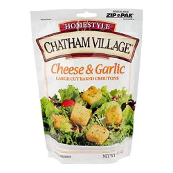 Chatham Village Croutons Large Cut Cheese & Garlic Pouch - 5 Oz