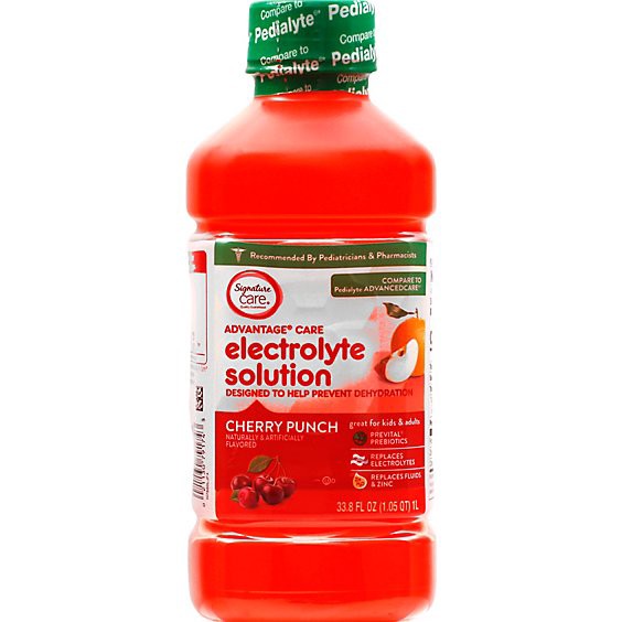slide 1 of 1, Signature Select/care Electrolyte Solution Advantage Care Cherry Punch - 1 Liter, 33.8 fl oz
