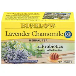 Bigelow Tea Bags Herbal Bags Lavender Chamomile Plus Probiotic 18 Count - 0.98 Oz