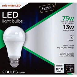 Signature Select Light Bulb Led Soft White 13w A19 - 2 Count