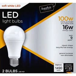 Signature Select Light Bulb Led Soft White 16w A21 - 2 Count