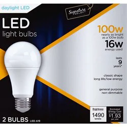 Signature Select Light Bulb Led Daylight 16w A19 - 2 Count