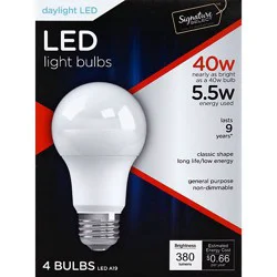 Signature Select Light Bulb Led Daylight 5.5w A19 380 Lumens - 4 Count