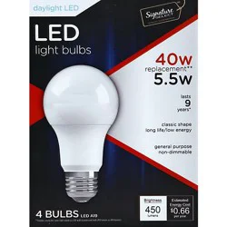 Signature Select Light Bulb Led Daylight 5.5w A19 450 Lumens - 4 Count