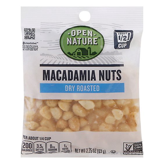 slide 1 of 1, Open Nature Macadamia Nuts Dry Roasted Chopped - 2.25 Oz, 2.25 oz