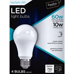 Signature Select Light Bulb Led Daylight 10w A19 750 Lumens- 4 Count