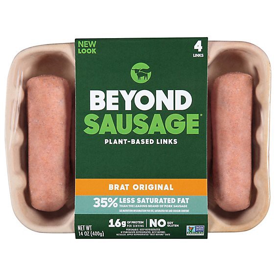 slide 1 of 10, Beyond Meat Beyond Sausage Plant Based Brat Original Dinner Sausage Links - 14 Oz, 14 oz
