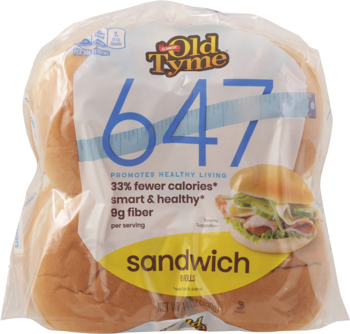 slide 8 of 12, Schmidt Old Tyme 647 Sandwich Rolls Low Calorie Bread - 8 Count, 14 oz
