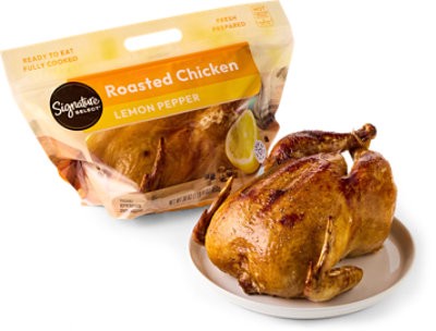 slide 1 of 1, Signature Cafe Lemon Pepper Whole Rotisserie Chicken Hot - Each (Available After 10 Am), 30 oz