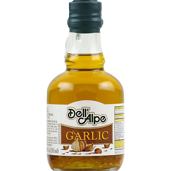 slide 1 of 1, Dell Alpe Oil Olive Extra Virgin Garlic - 8.5 Oz, 8.5 fl oz