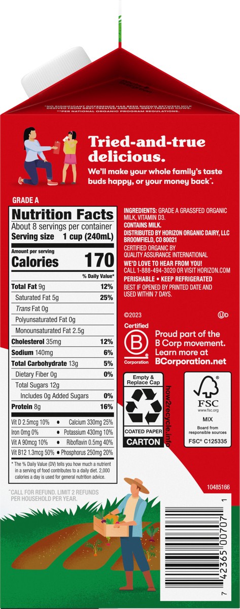 slide 2 of 11, Horizon Organic Whole Grassfed Milk Carton - 59 Fl. Oz., 59 fl oz