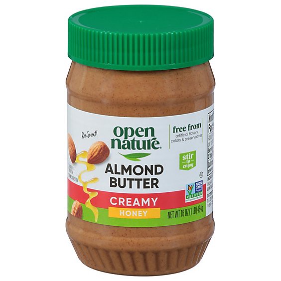 slide 1 of 1, Open Nature Almond Butter Creamy Honey - 16 Oz, 16 oz